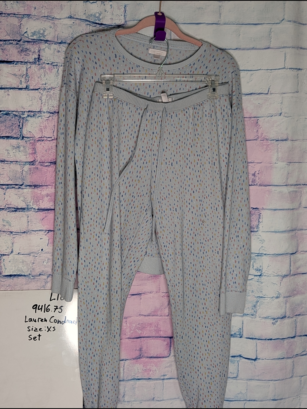 LC Lauren Conrad Light Blue Speckled Knit Jogger Set